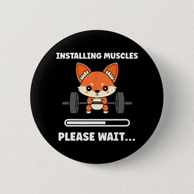 Animals Installing Muscles Fitness Bodybuilding Fo Button (Front)