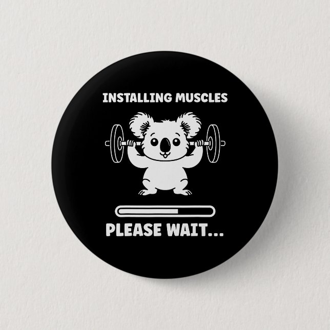 Animals Installing Muscles Fitness Bodybuilding Ko Button (Front)