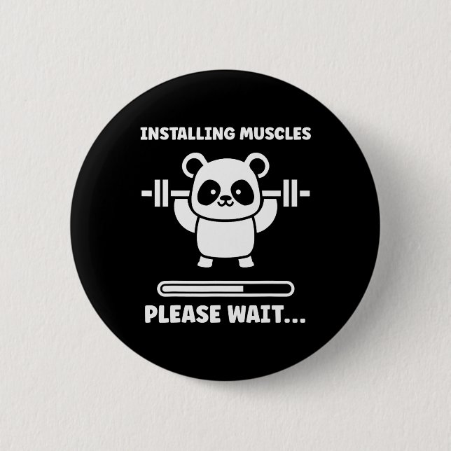 Animals Installing Muscles Fitness Bodybuilding Ko Button (Front)