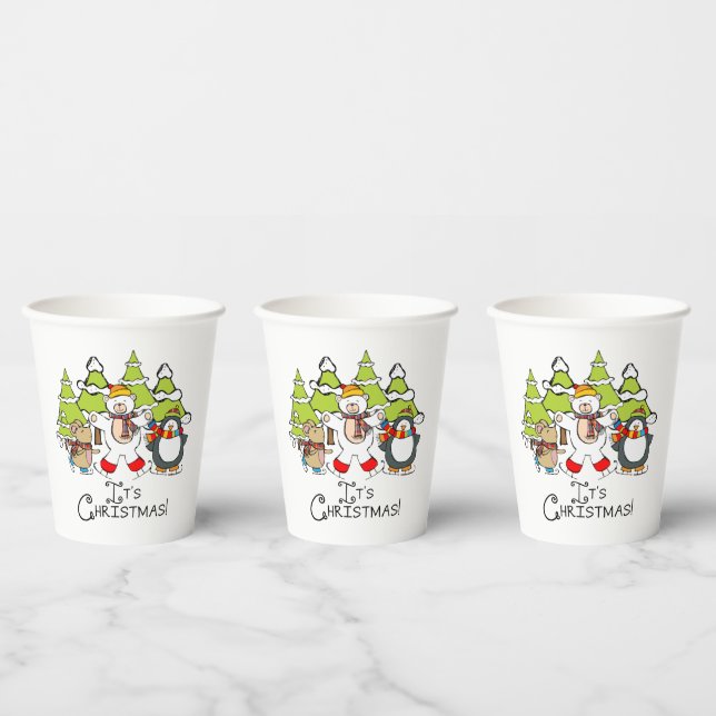 Animals It's Christmas Paper Cups (Multi)