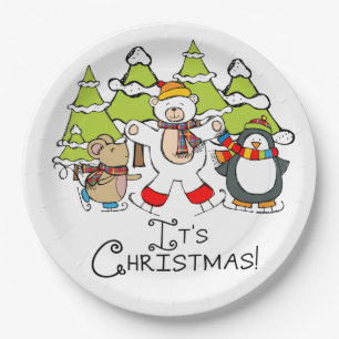 Animals It's Christmas Paper Plates