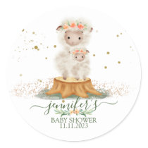 Animals Lamb Sheep Family Favor Classic Round Sticker