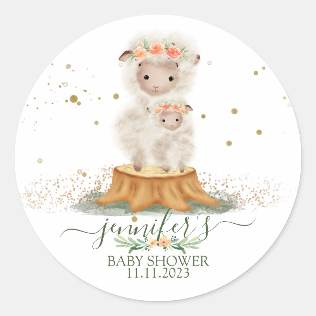 Animals Lamb Sheep Family Favor Classic Round Sticker