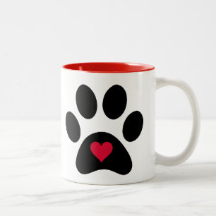 "Animals Leave Paw Prints On Our Hearts..." Two-Tone Coffee Mug