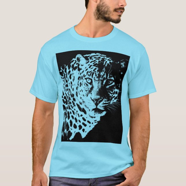 Animals Leopard Face Modern Pop Art Template Mens T-Shirt (Front)
