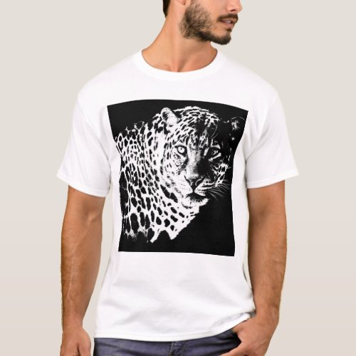 Animals Leopard Head Pop Art Template Modern Mens T_Shirt