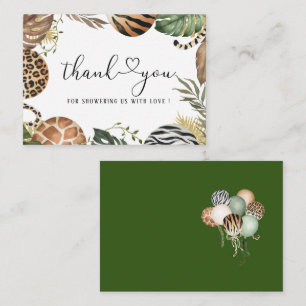 Animals Leopard Print Jungle Wild baby shower than Note Card