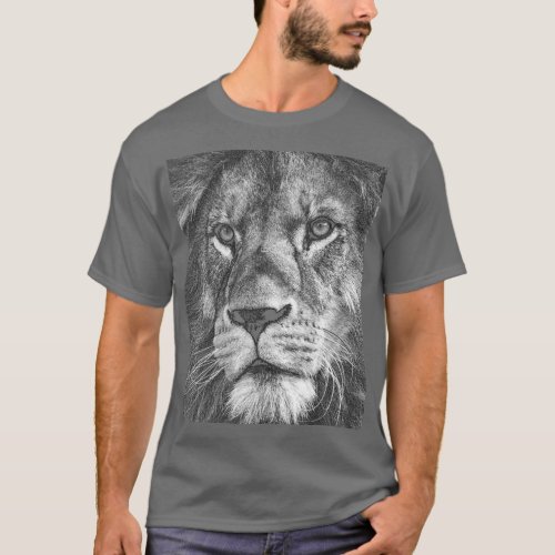 Animals Lion Face Template Mens Elegant Grey T_Shirt