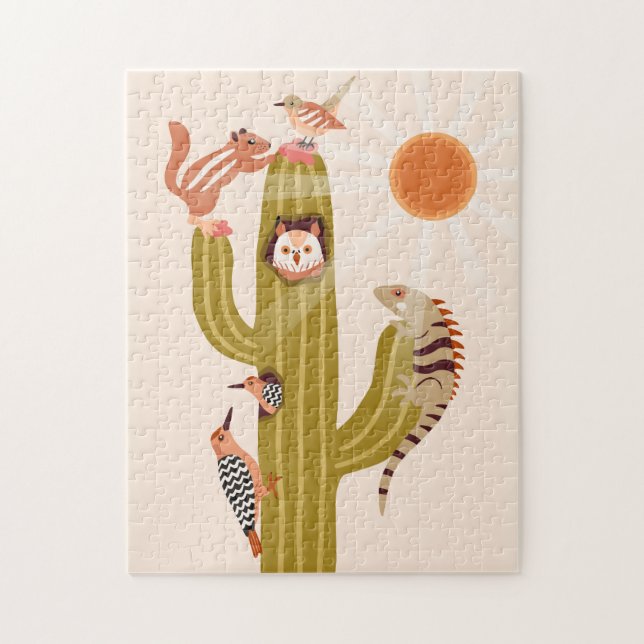 Animals living in a cactus kids jigsaw Puzzle (Vertical)