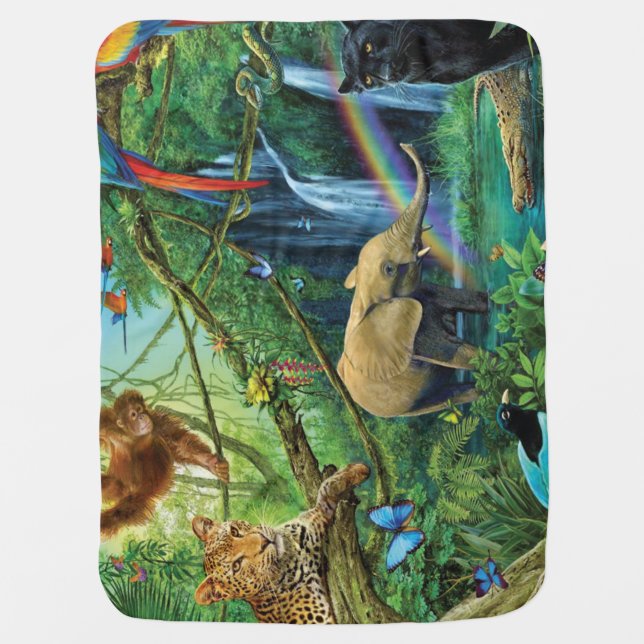 Animals living together throw pillow baby blanket (Front)