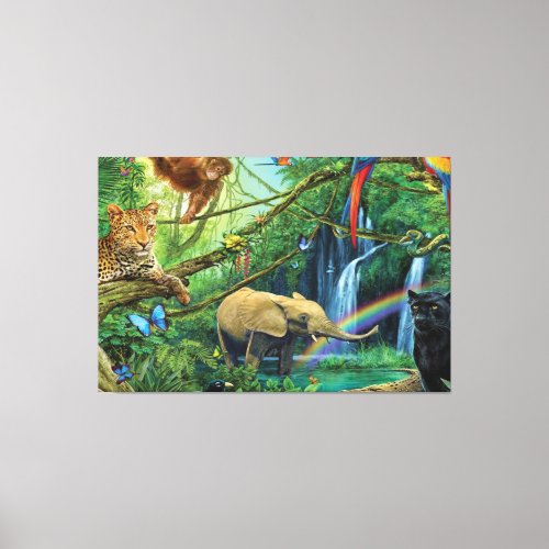 Animals living together throw pillow canvas print