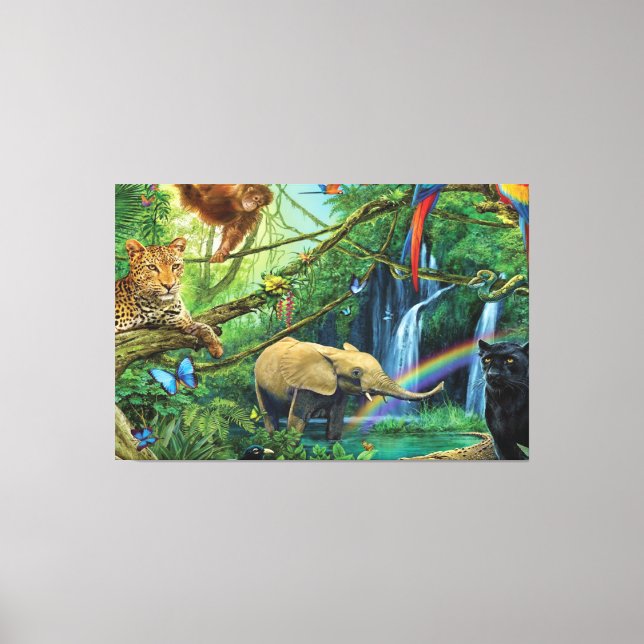 Animals living together throw pillow canvas print (Front)