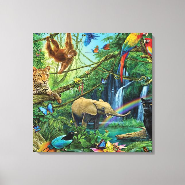 Animals living together throw pillow canvas print (Front)