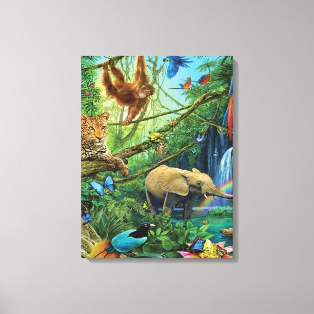 Animals living together throw pillow canvas print (Front)