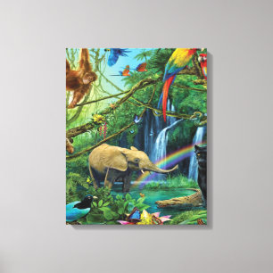 Animals living together throw pillow canvas print