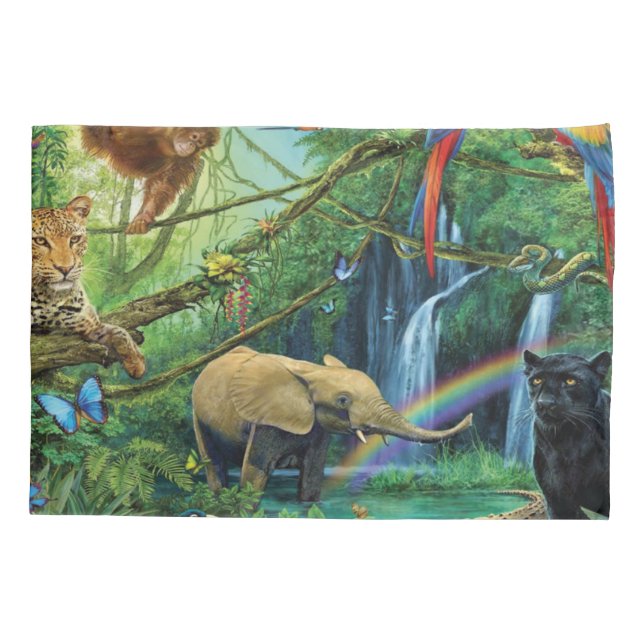 Animals living together throw pillow case (Back)
