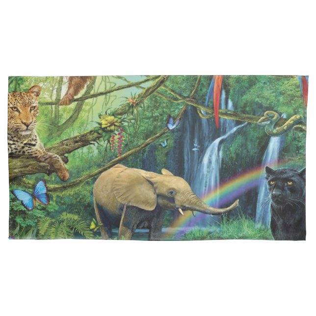 Animals living together throw pillow case (Front)