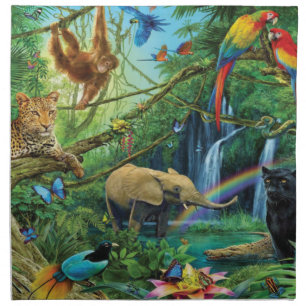Animals living together throw pillow cloth napkin