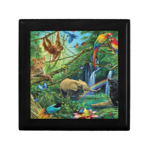 Animals living together throw pillow gift box