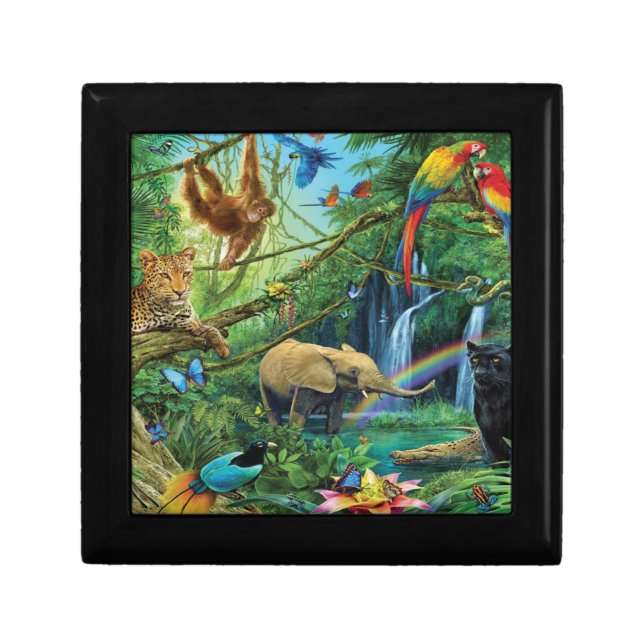 Animals living together throw pillow gift box (Front)