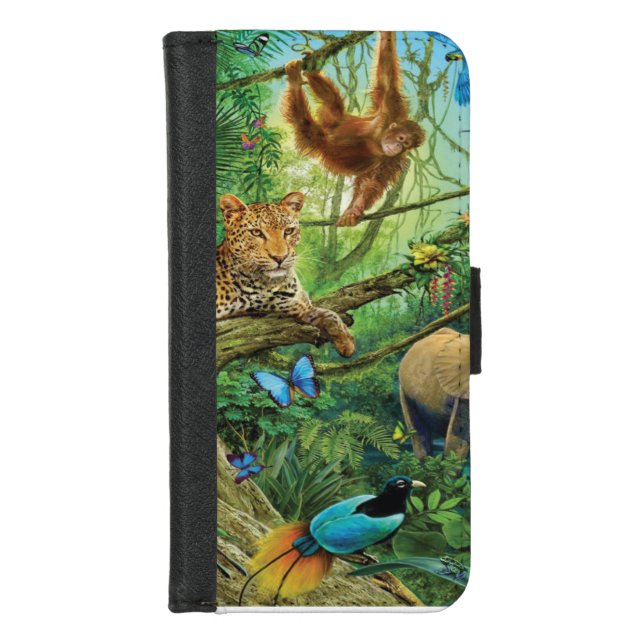 Animals living together throw pillow iPhone wallet case (Front)