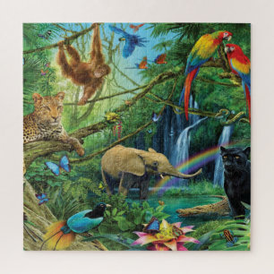 Animals living together throw pillow jigsaw puzzle