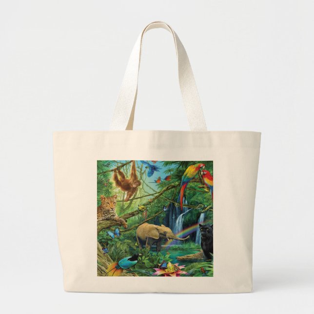 Animals living together throw pillow large tote bag (Front)