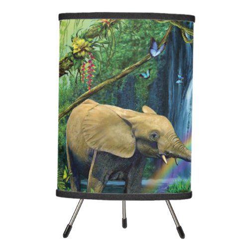 Animals living together throw pillow tripod lamp