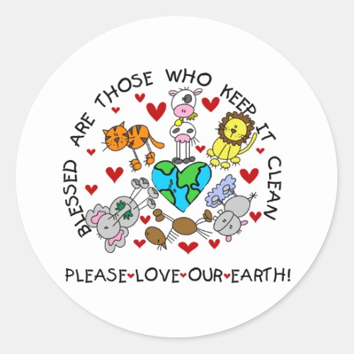 Animals Love Our Earth Classic Round Sticker