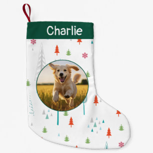 Animals Lover Christmas Custom Name & Photo Green Small Christmas Stocking