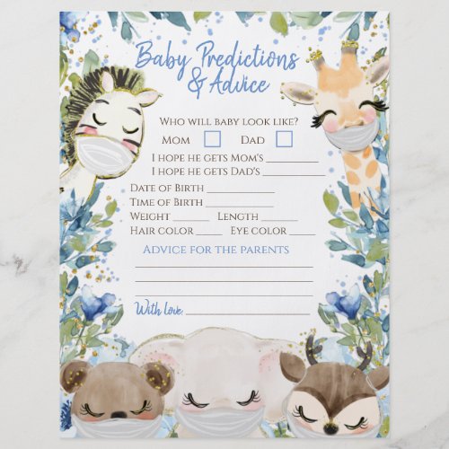 Animals Mask Covid Boy Baby Shower Double Game Flyer