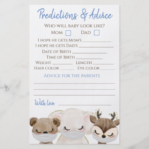 Animals Masks Boy Covid Baby Shower Double Game Flyer