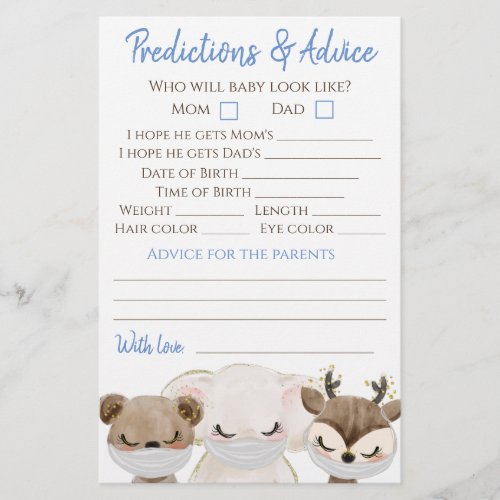 Animals Masks Boy Covid Baby Shower Double Game Flyer