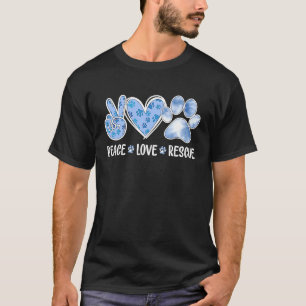 Animals Men Women Kids Peace Love Rescue Adopt Cat T-Shirt