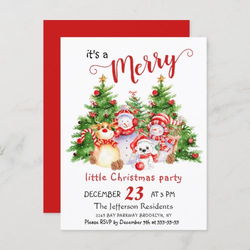 Animals Merry Little Christmas Party Card