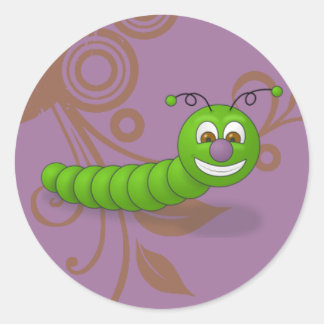 Animals & Nature Sticker, Worm Classic Round Sticker