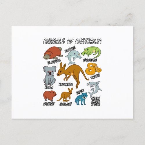 Animals Of Australia Announcement Postcard