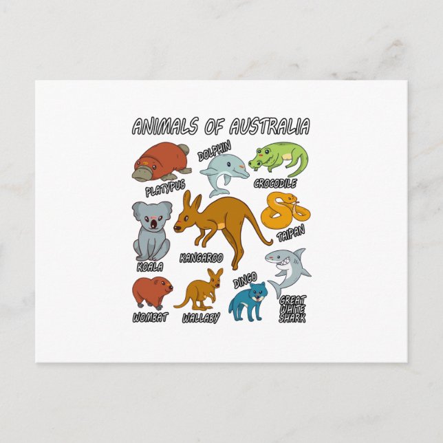 Animals Of Australia Announcement Postcard (Front)