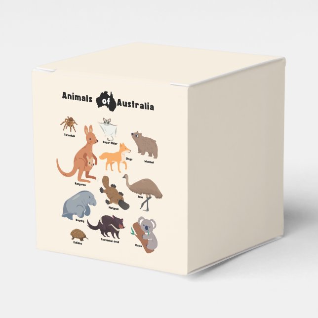 Animals of Australia Aussie Wildlife Favor Boxes (Front Side)
