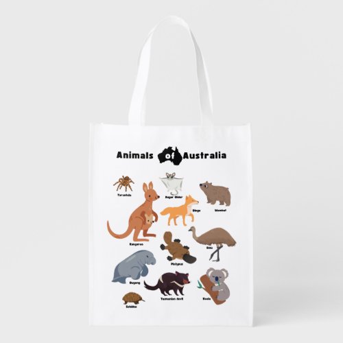 Animals of Australia Aussie Wildlife Grocery Bag