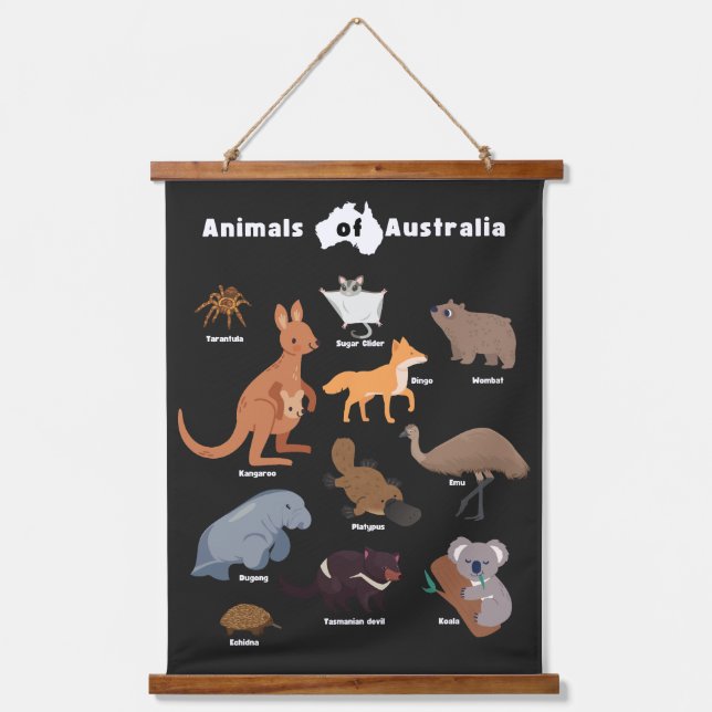 Animals of Australia Aussie Wildlife Hanging Tapestry (Front)