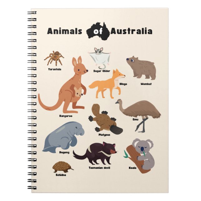 Animals of Australia Aussie Wildlife Notebook (Front)