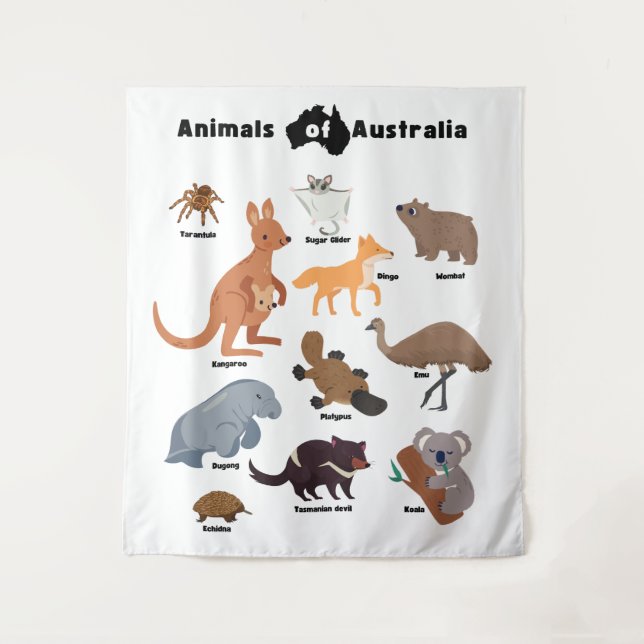 Animals of Australia Aussie Wildlife Tapestry (Front)