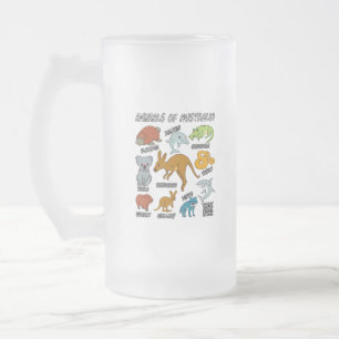 Animals Of Australia Frosted Glass Beer Mug