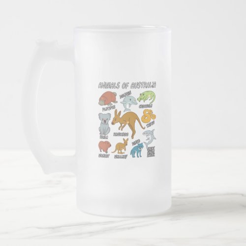 Animals Of Australia Frosted Glass Beer Mug