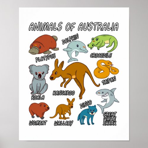 Animals Of Australia Poster