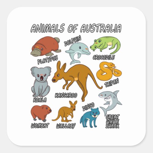 Animals Of Australia Square Sticker