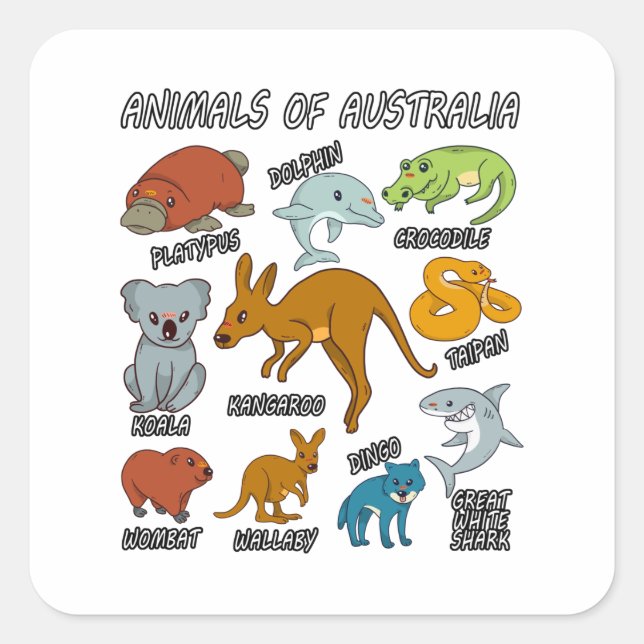 Animals Of Australia Square Sticker (Front)