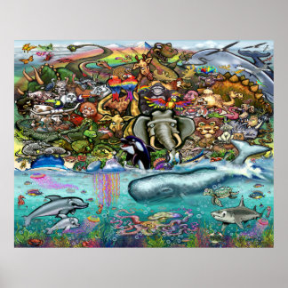 Animals of Land and Sea Poster