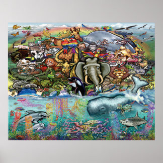 Animals of Land and Sea Poster